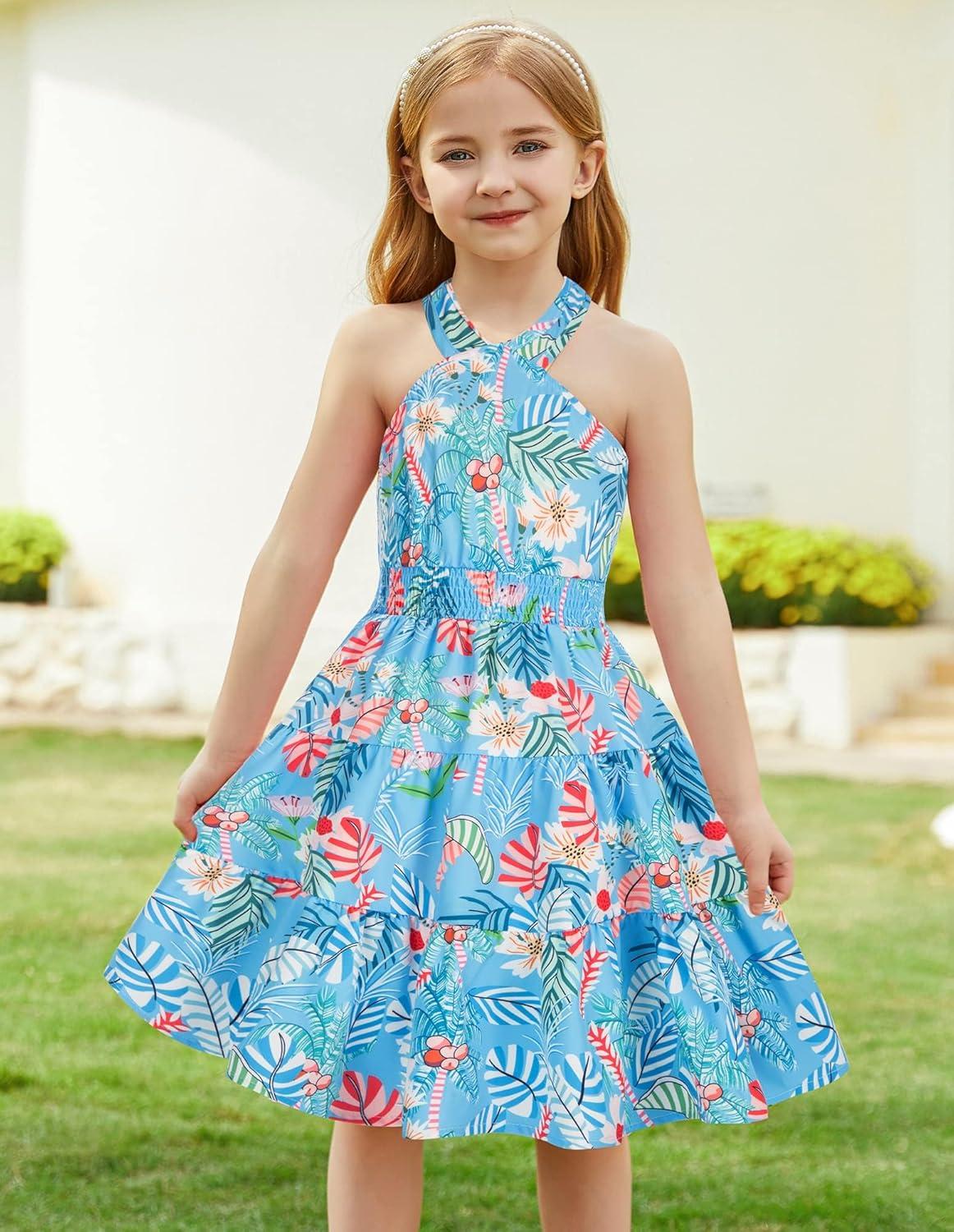 imageGRACE KARIN Girls Summer Dress Off Shoulder Floral Aline Midi Dress 514YFloral on Royal Blue