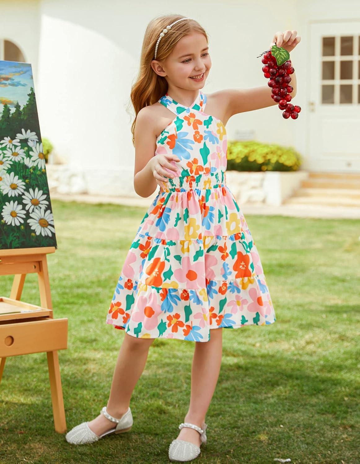 imageGRACE KARIN Girls Summer Dress Off Shoulder Floral Aline Midi Dress 514YFloral on White
