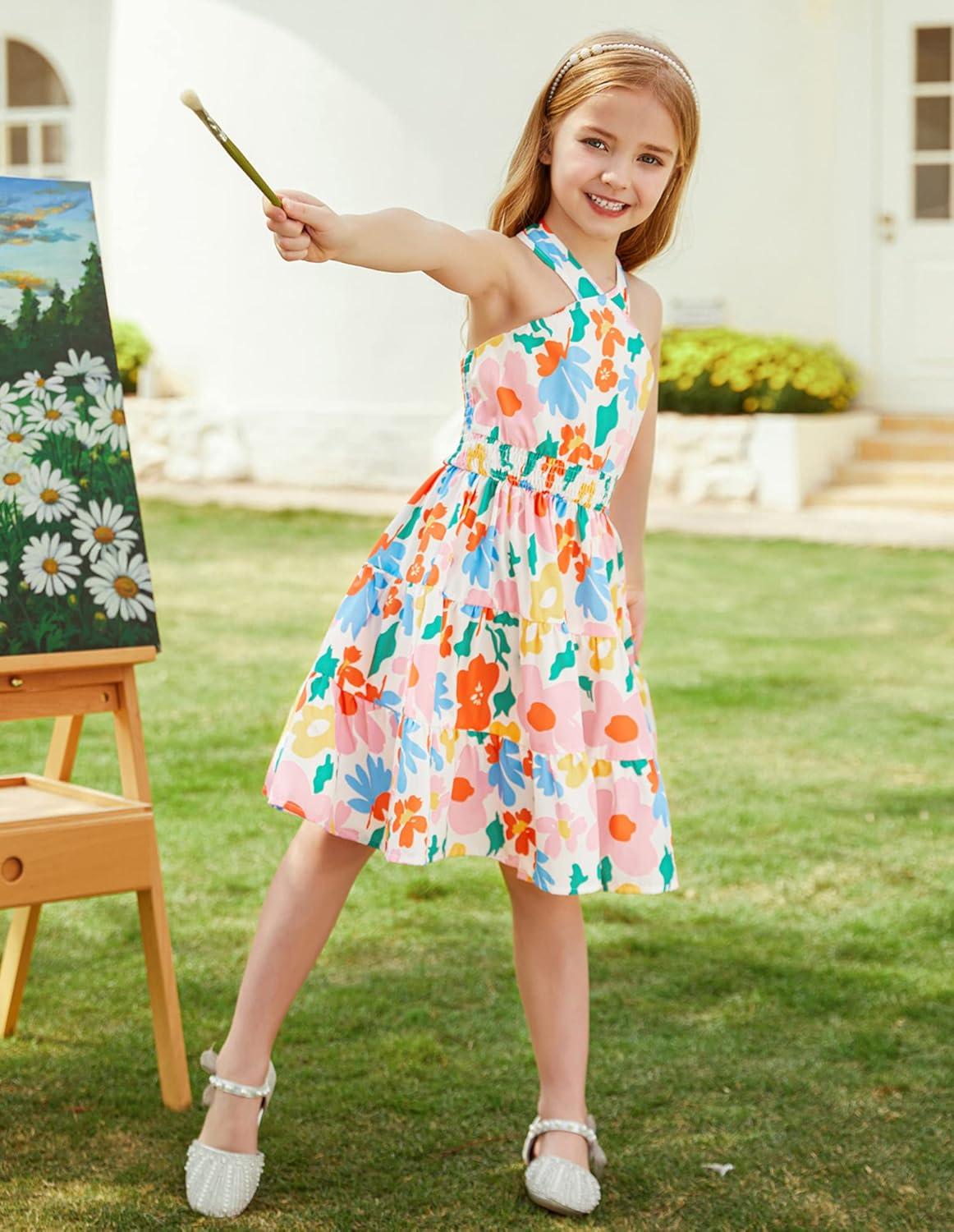 imageGRACE KARIN Girls Summer Dress Off Shoulder Floral Aline Midi Dress 514YFloral on White