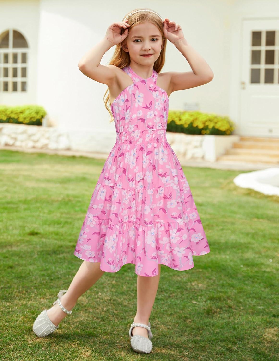 imageGRACE KARIN Girls Summer Dress Off Shoulder Floral Aline Midi Dress 514YLight Pink Floral