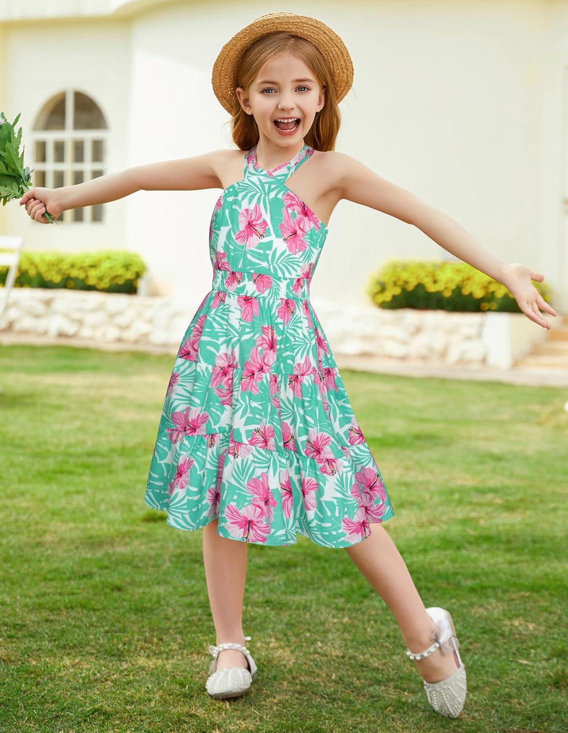 imageGRACE KARIN Girls Summer Dress Off Shoulder Floral Aline Midi Dress 514YTeal Tropical