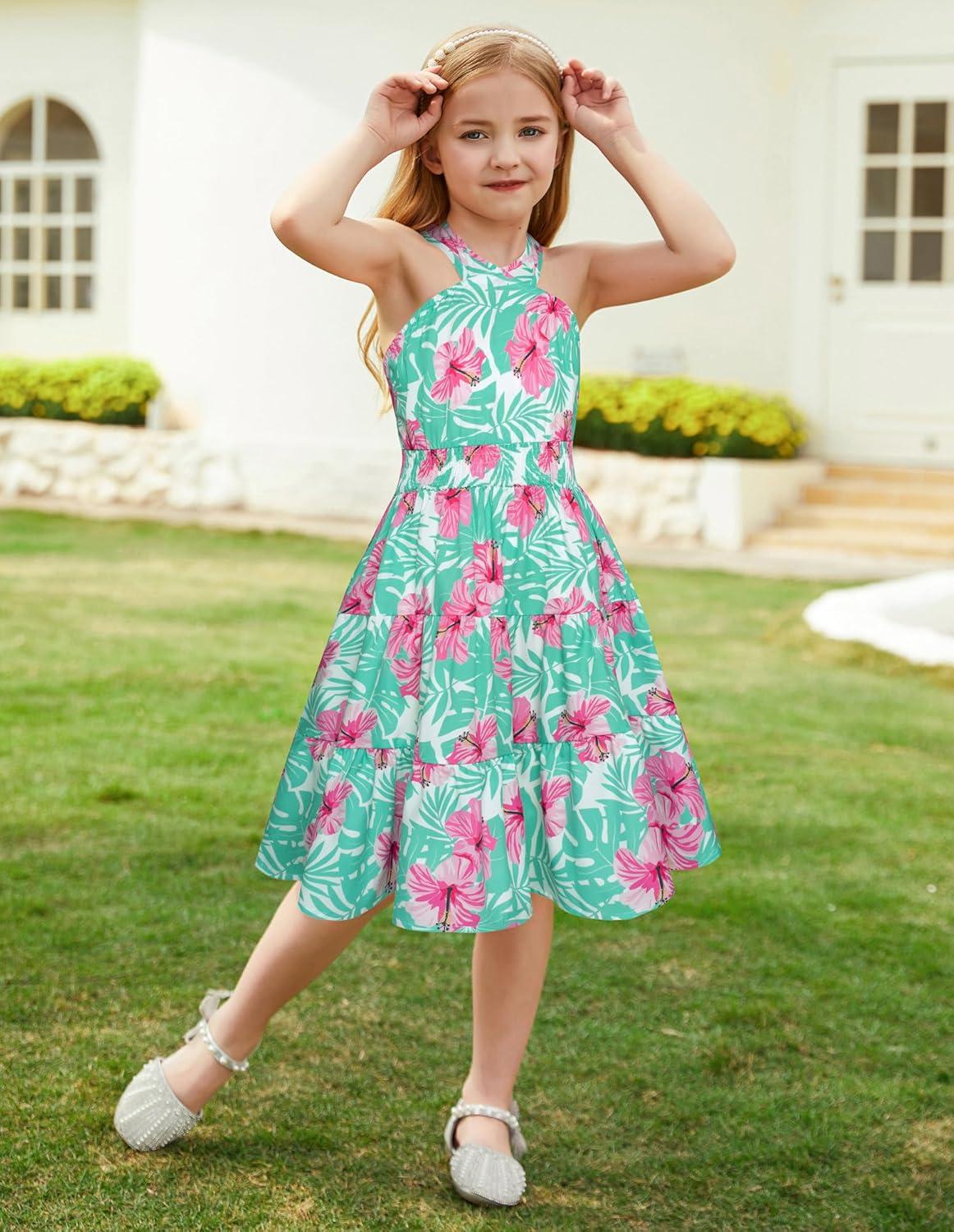 imageGRACE KARIN Girls Summer Dress Off Shoulder Floral Aline Midi Dress 514YTeal Tropical