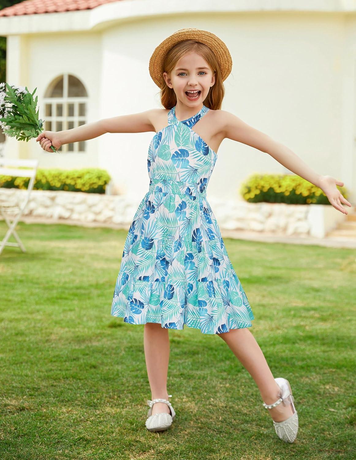 imageGRACE KARIN Girls Summer Dress Off Shoulder Floral Aline Midi Dress 514YWhite and Teal