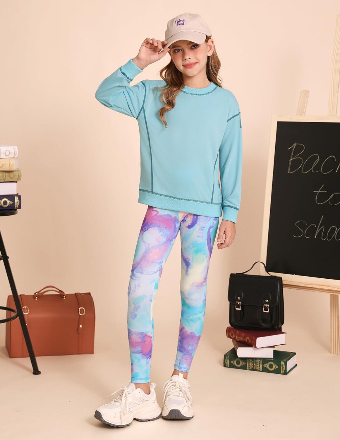 imageGRACE KARIN Girls Sweatshirt Leggings Set 614Y Fall Athletic Outfit Teen Fashion Clothes SetBlue