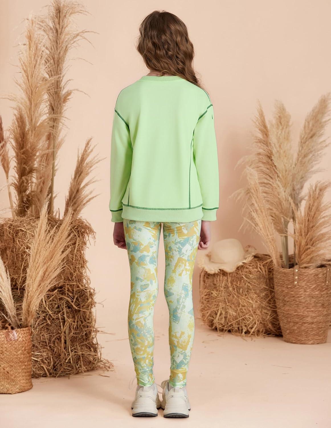 imageGRACE KARIN Girls Sweatshirt Leggings Set 614Y Fall Athletic Outfit Teen Fashion Clothes SetGreen
