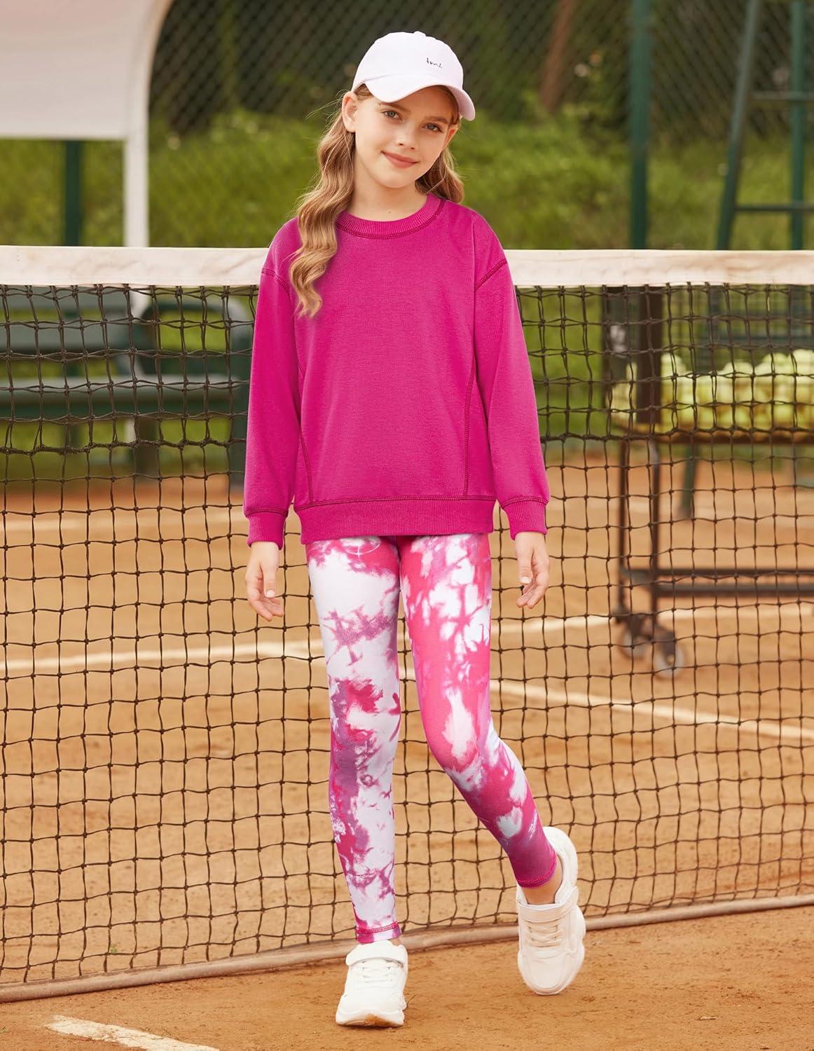 imageGRACE KARIN Girls Sweatshirt Leggings Set 614Y Fall Athletic Outfit Teen Fashion Clothes SetHot Pink