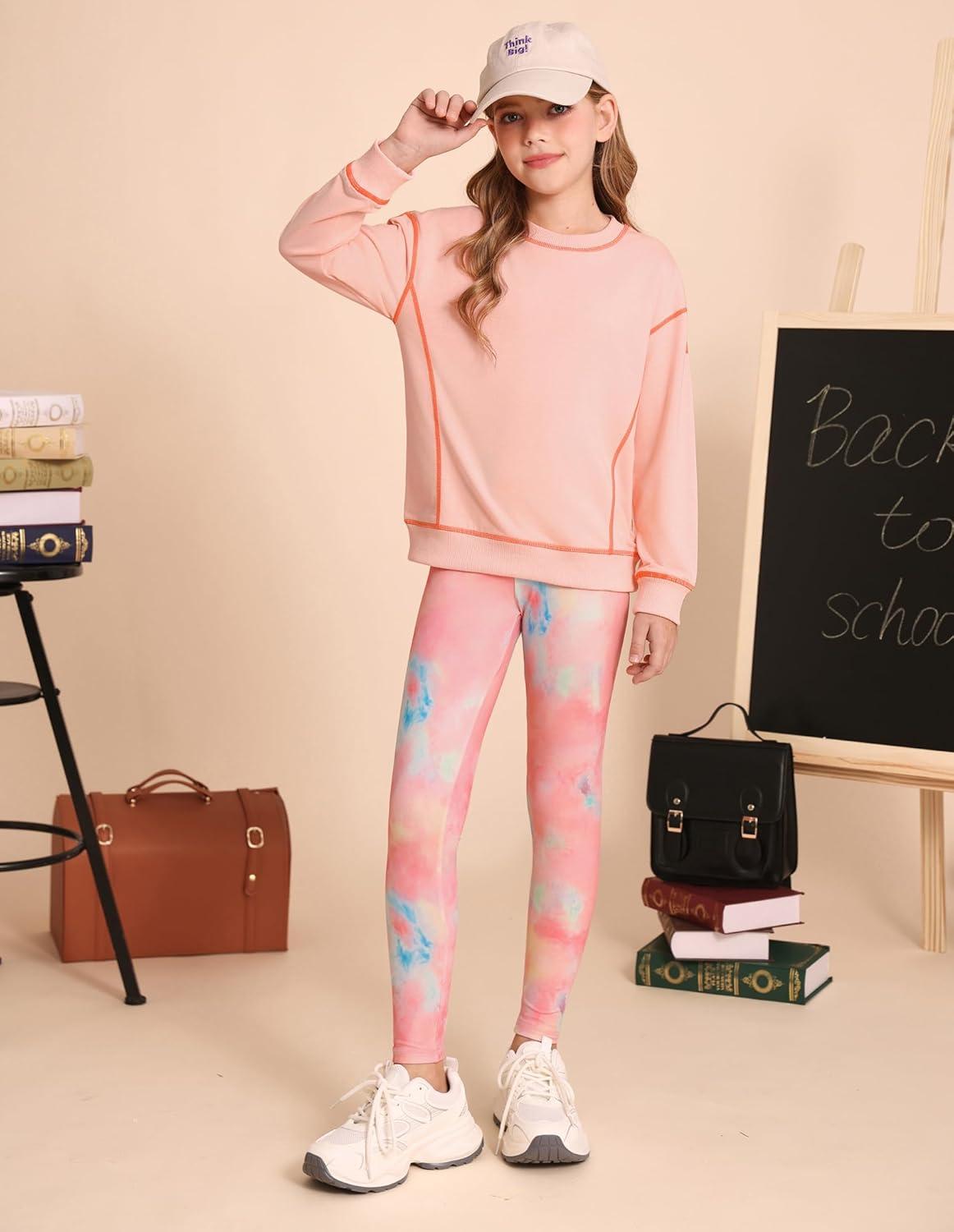 imageGRACE KARIN Girls Sweatshirt Leggings Set 614Y Fall Athletic Outfit Teen Fashion Clothes SetPink