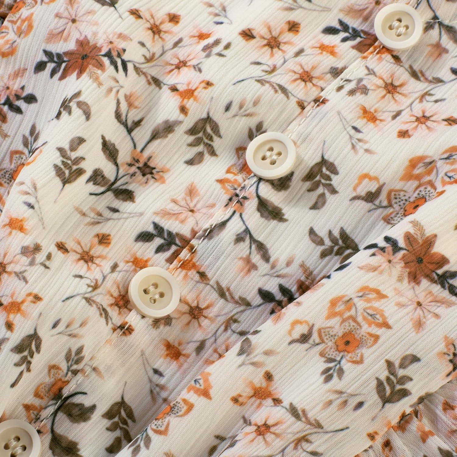 imageGRACE KARIN Girls VNeck Floral Dresses 614Y Kids Long Sleeve Casual Fall Winter Christmas Holiday Hawaiian Flower DressWhite Floral
