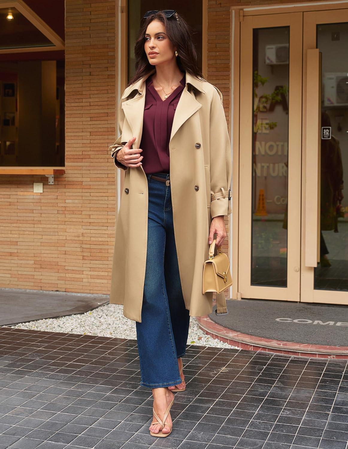 imageGRACE KARIN Long Sleeve Women Dressy Casual Tops Elegant Work Blouses Fall Outfits 2025 V Neck Business ShirtsWine Red