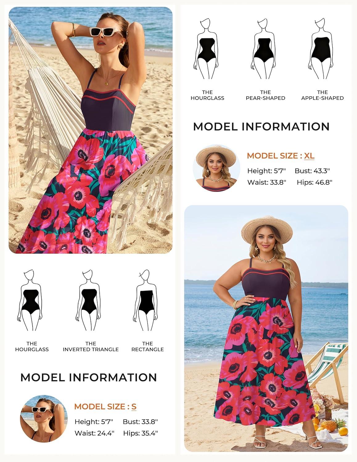 imageGRACE KARIN Summer Dresses for Women 2026Color Block Floral Maxi DressSpaghetti Strap A Line Dresses with PocketsBlack Pink Floral