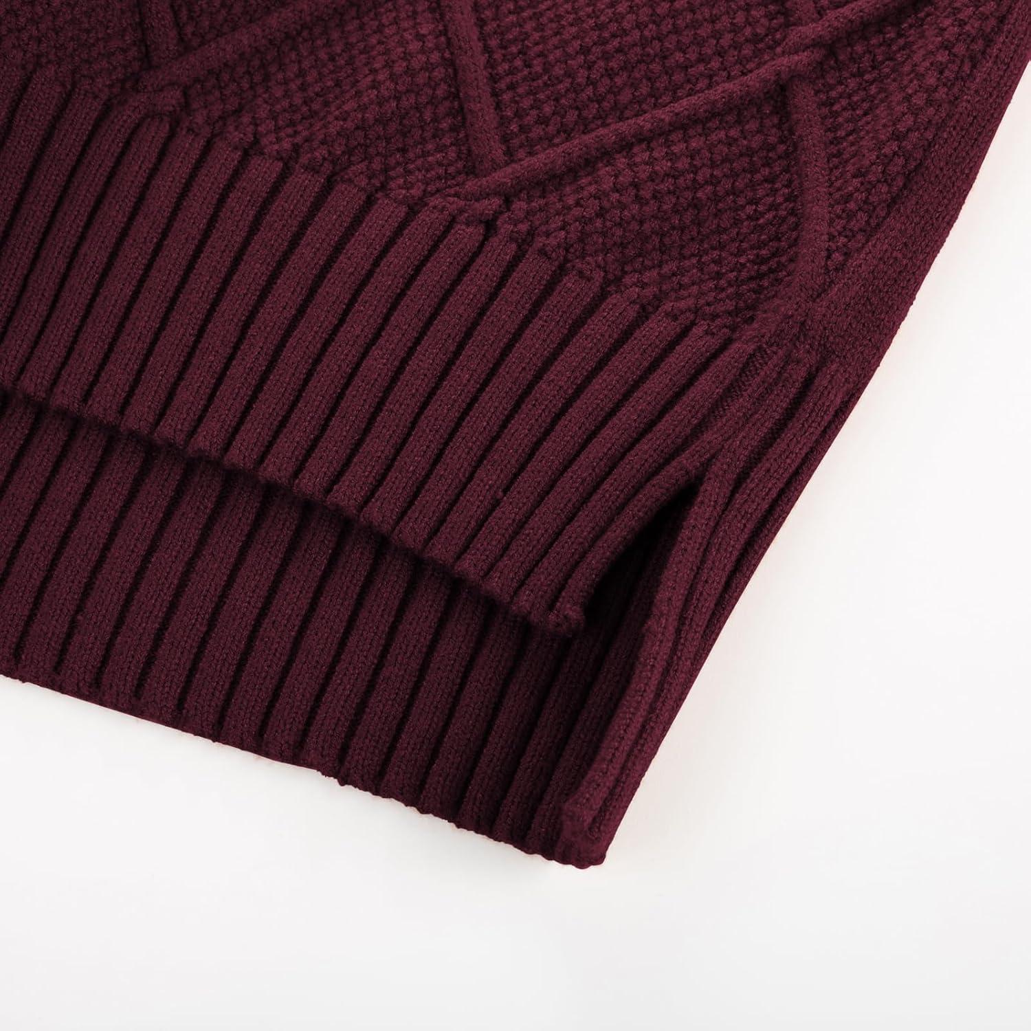 imageGRACE KARIN Women Fall Long Sleeve Crew Neck Sweaters 2025 Fashion Knit Trendy Pullover Top Cable Stretchy Winter ClothesWine