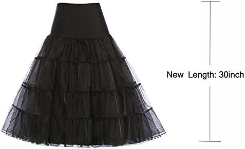 imageGRACE KARIN Womens 50s Vintage Petticoat Crinoline Tutu Underskirts Tea Length 30 inch LongBlack
