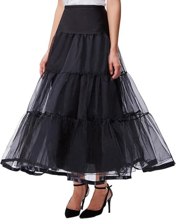 imageGRACE KARIN Womens Ankle Length Petticoats Wedding Slips Plus Size S3XBlackfloorlength