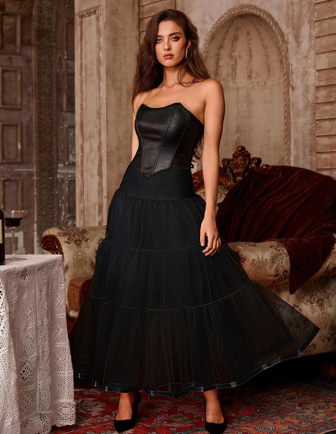 imageGRACE KARIN Womens Ankle Length Petticoats Wedding Slips Plus Size S3XBlackfloorlength
