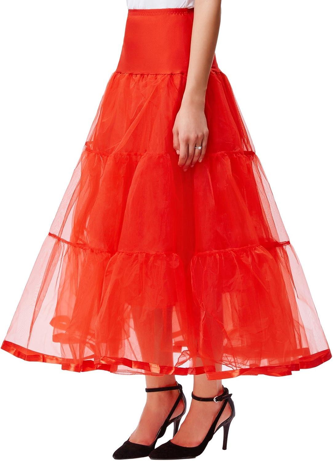 imageGRACE KARIN Womens Ankle Length Petticoats Wedding Slips Plus Size S3XRedfloorlength