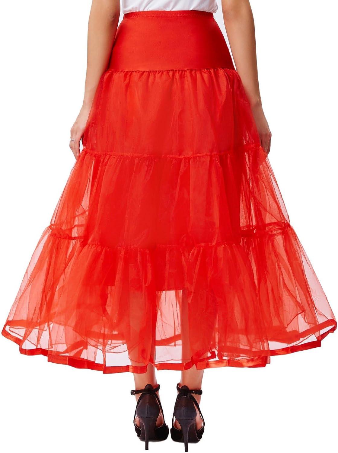 imageGRACE KARIN Womens Ankle Length Petticoats Wedding Slips Plus Size S3XRedfloorlength