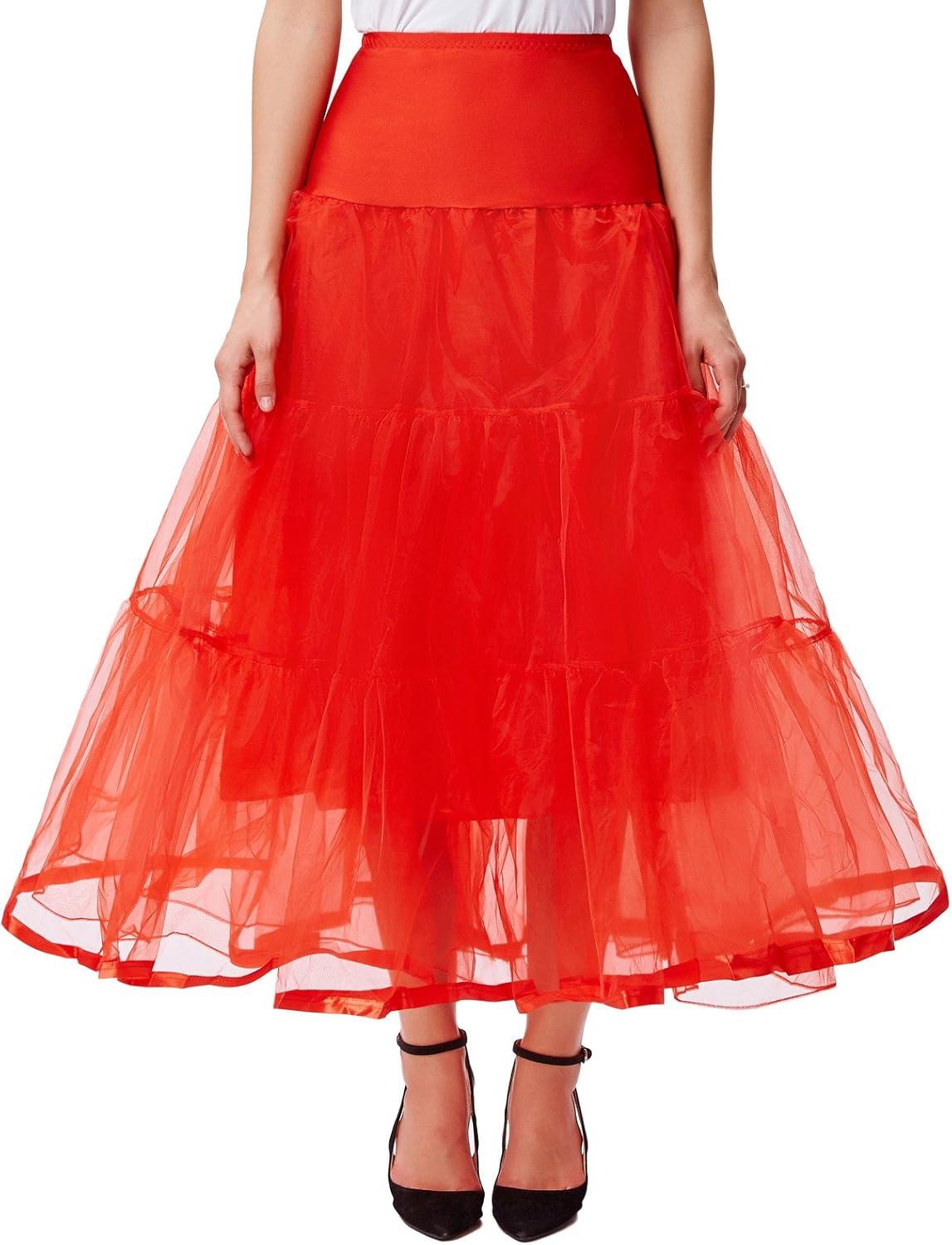 imageGRACE KARIN Womens Ankle Length Petticoats Wedding Slips Plus Size S3XRedfloorlength