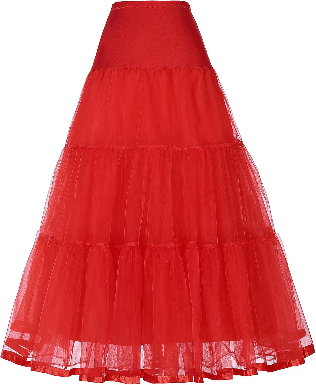 imageGRACE KARIN Womens Ankle Length Petticoats Wedding Slips Plus Size S3XRedfloorlength