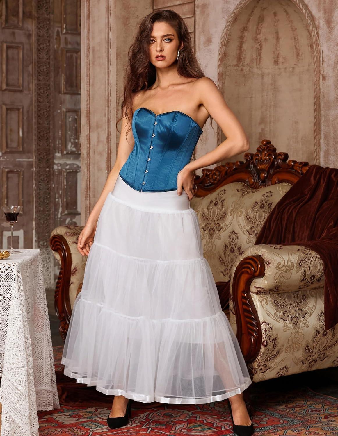 imageGRACE KARIN Womens Ankle Length Petticoats Wedding Slips Plus Size S3XWhitefloorlength