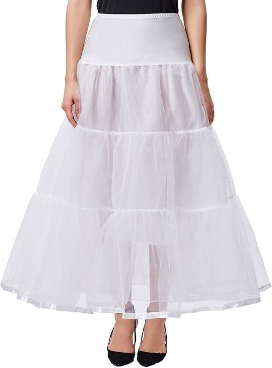 imageGRACE KARIN Womens Ankle Length Petticoats Wedding Slips Plus Size S3XWhitefloorlength