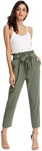 imageGRACE KARIN Womens Hight Waisted Work Pants Cropped Paper Bag Business Casual Pants with PocketsGray Green