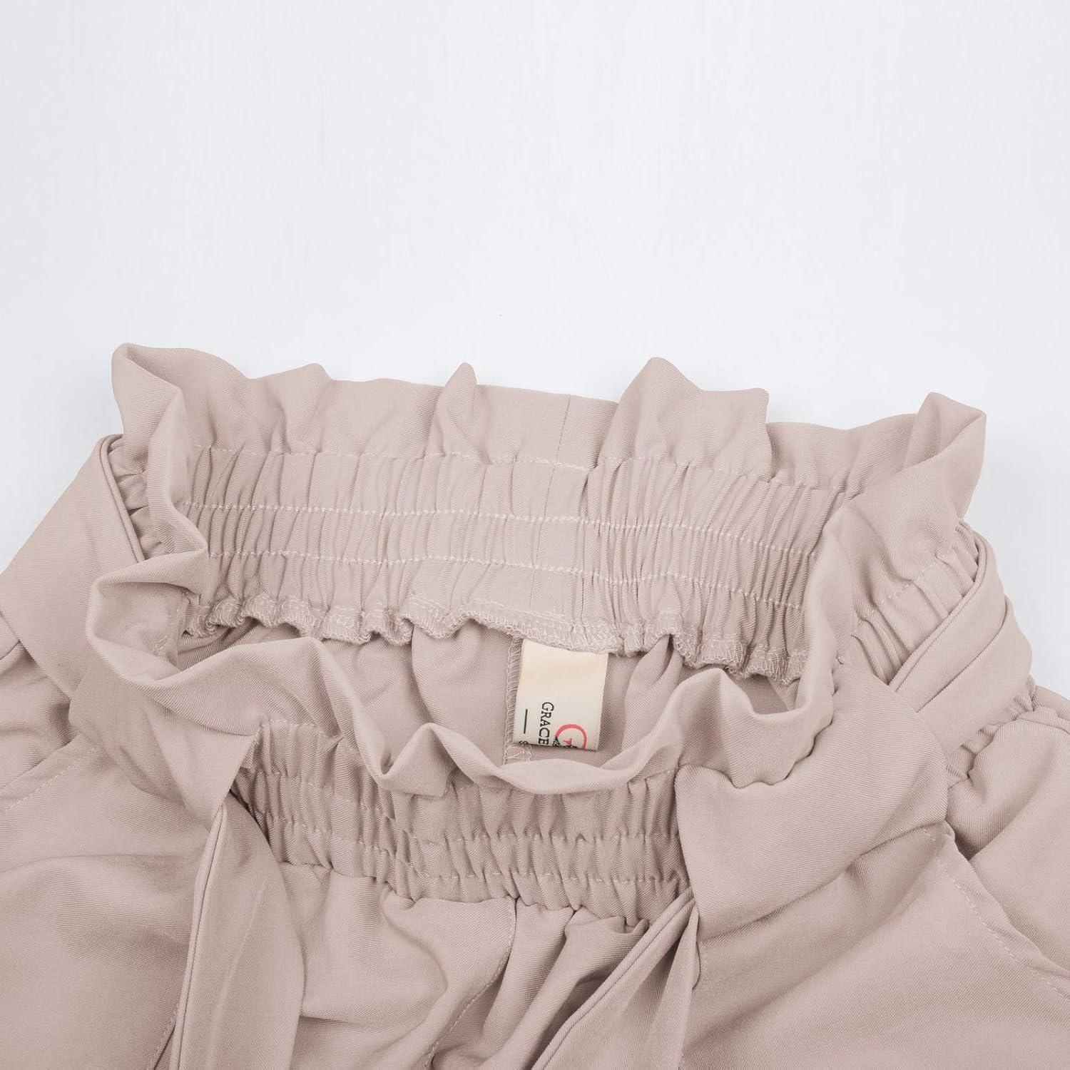 imageGRACE KARIN Womens Hight Waisted Work Pants Cropped Paper Bag Business Casual Pants with PocketsLavender Blush
