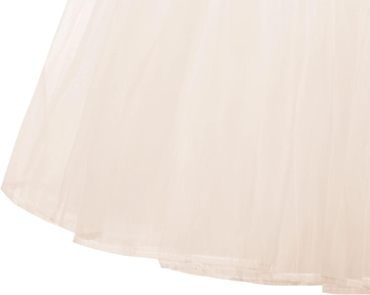 imageGRACE KARIN Womens Long Petticoat Crinoline Underskirt for Long Dress Mid Length Wedding PetticoatBeige