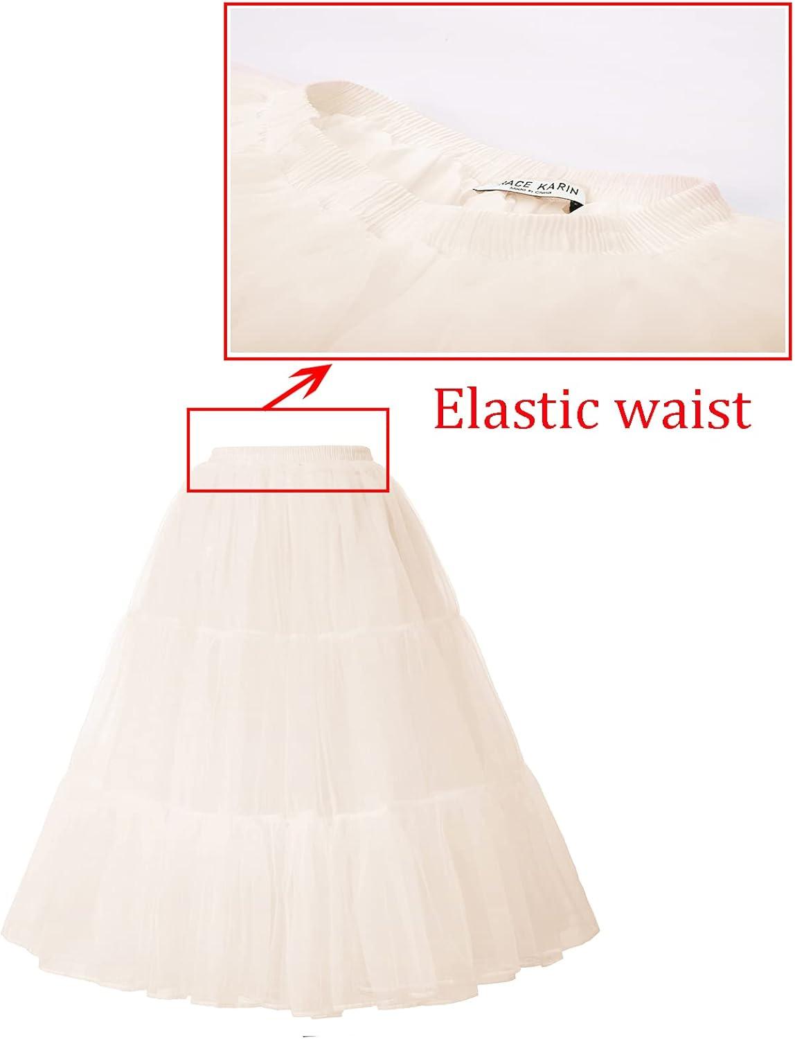 imageGRACE KARIN Womens Long Petticoat Crinoline Underskirt for Long Dress Mid Length Wedding PetticoatBeige
