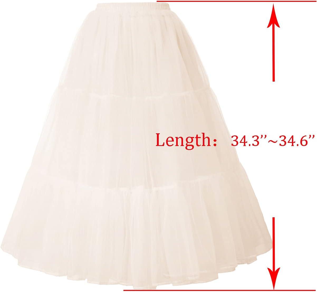 imageGRACE KARIN Womens Long Petticoat Crinoline Underskirt for Long Dress Mid Length Wedding PetticoatBeige