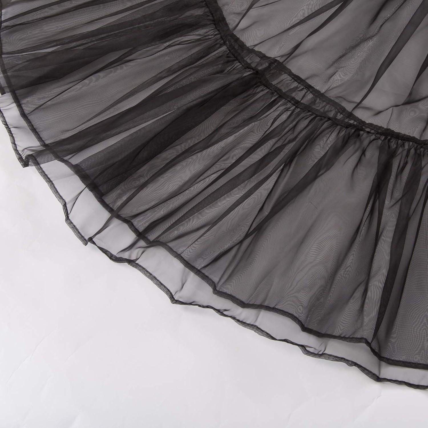 imageGRACE KARIN Womens Long Petticoat Crinoline Underskirt for Long Dress Mid Length Wedding PetticoatBlack