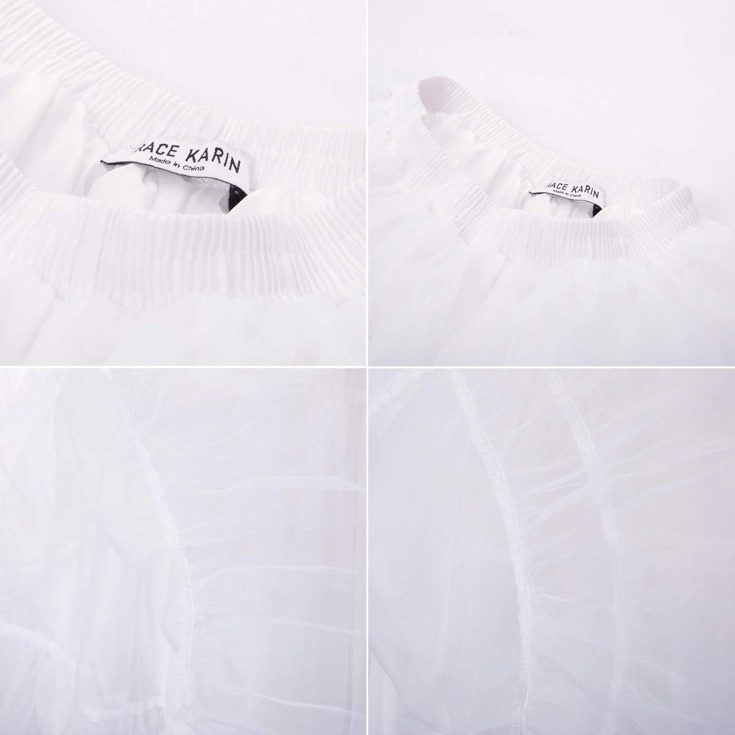 imageGRACE KARIN Womens Long Petticoat Crinoline Underskirt for Long Dress Mid Length Wedding PetticoatWhite