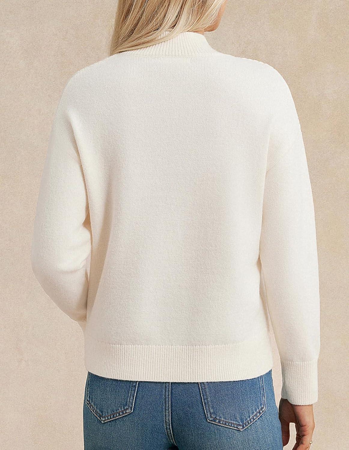 imageGRACE KARIN Womens Mock Neck Long Sleeve Sweater Early Fall Outfits 2025 Warm Sweater TopsWhite