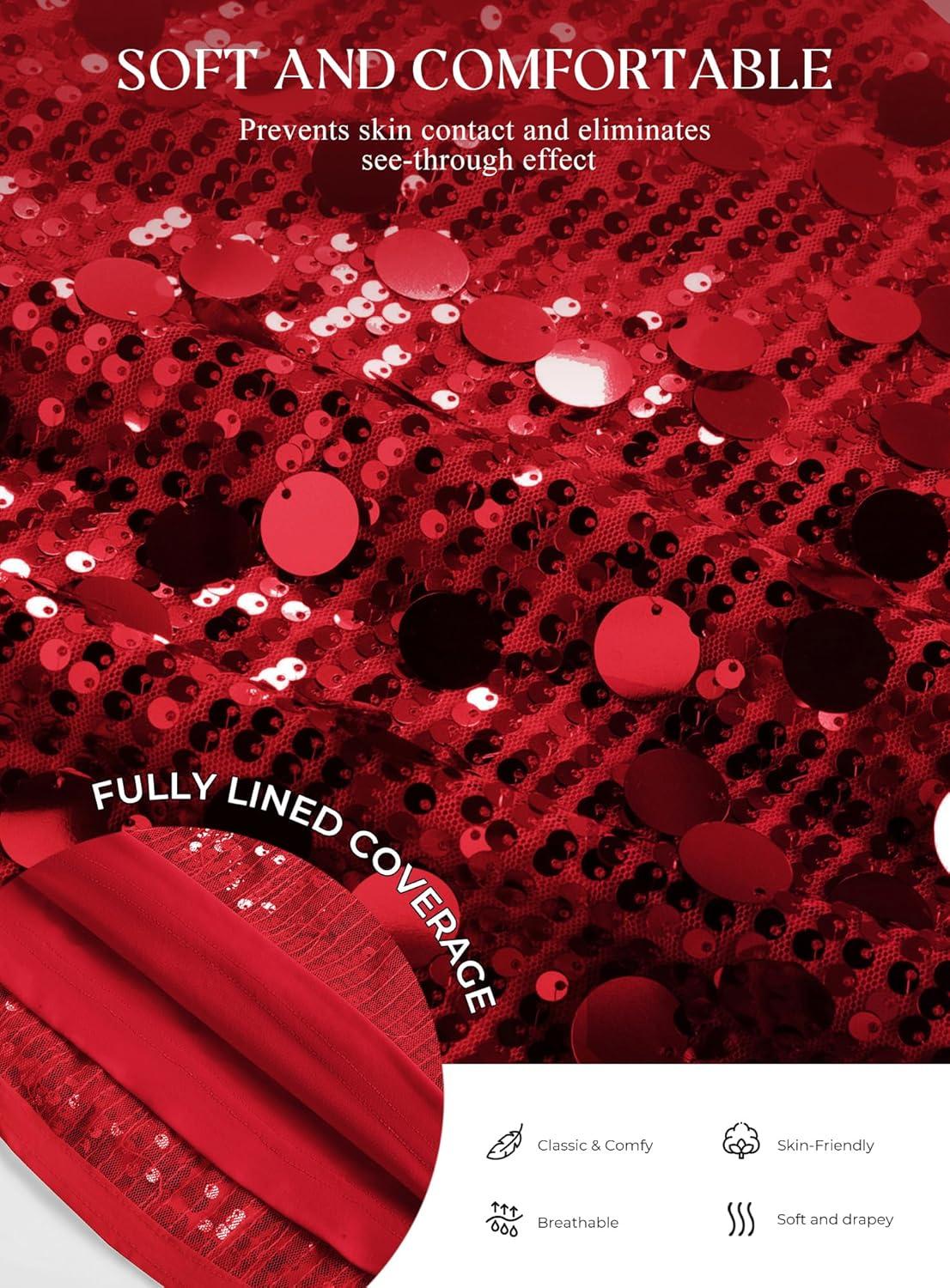 imageGRACE KARIN Womens Sequin Top Sleeveless Sparkly Dressy Tank Tops Vest Glitter Cocktail Party Shiny Club NightBright Red