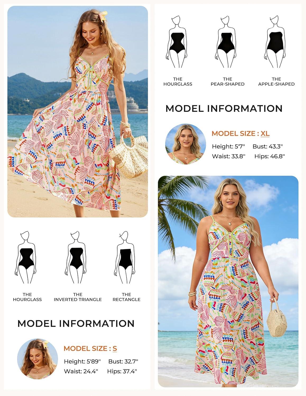 imageGRACE KARIN Womens Summer Floral Maxi Dresses 2026 Spaghetti Strap Wedding Guest Resort Wear Boho Beach Vacation SundressesApricot Red Floral