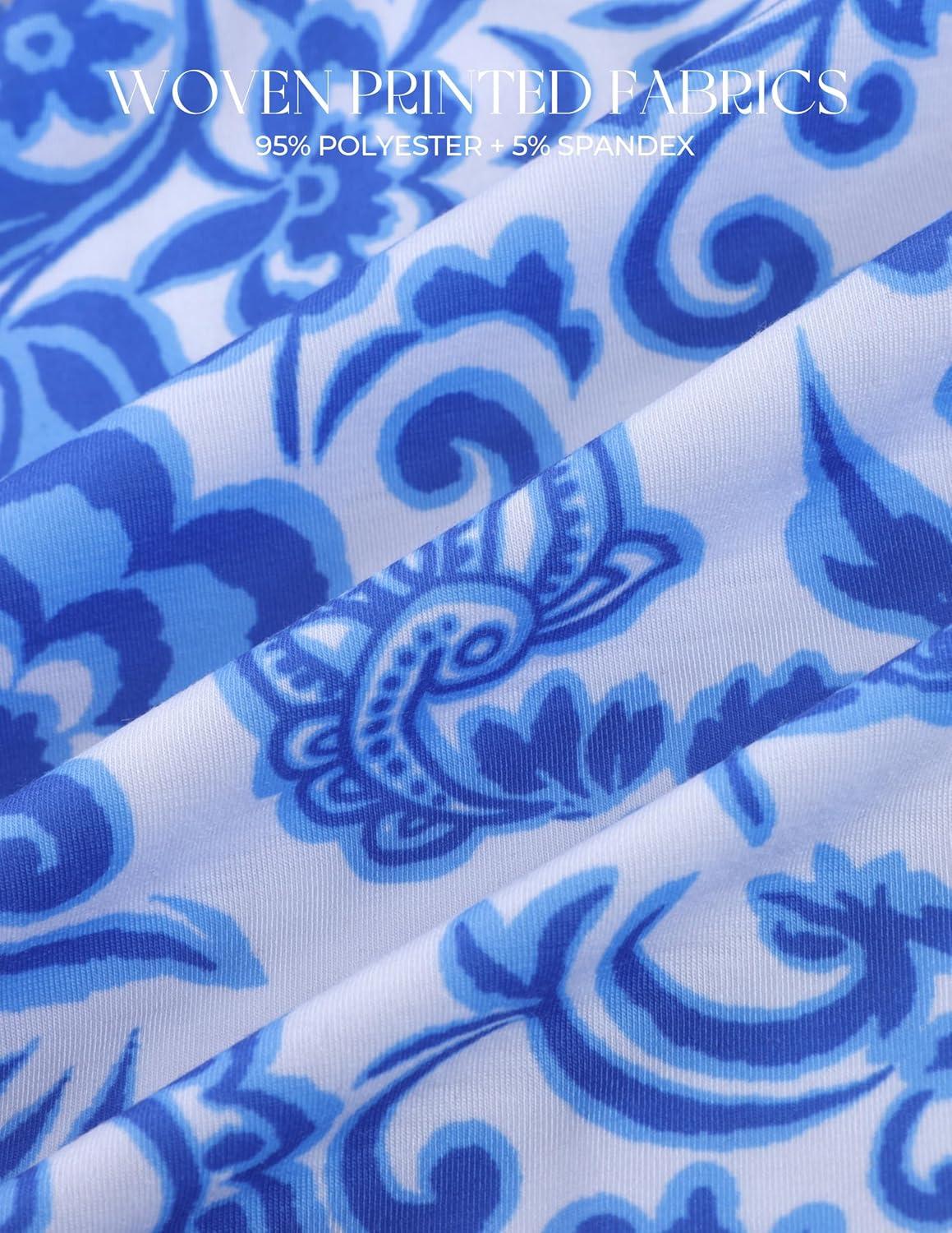 imageGRACE KARIN Womens Summer Floral Maxi Dresses 2026 Spaghetti Strap Wedding Guest Resort Wear Boho Beach Vacation SundressesBlue White Floral