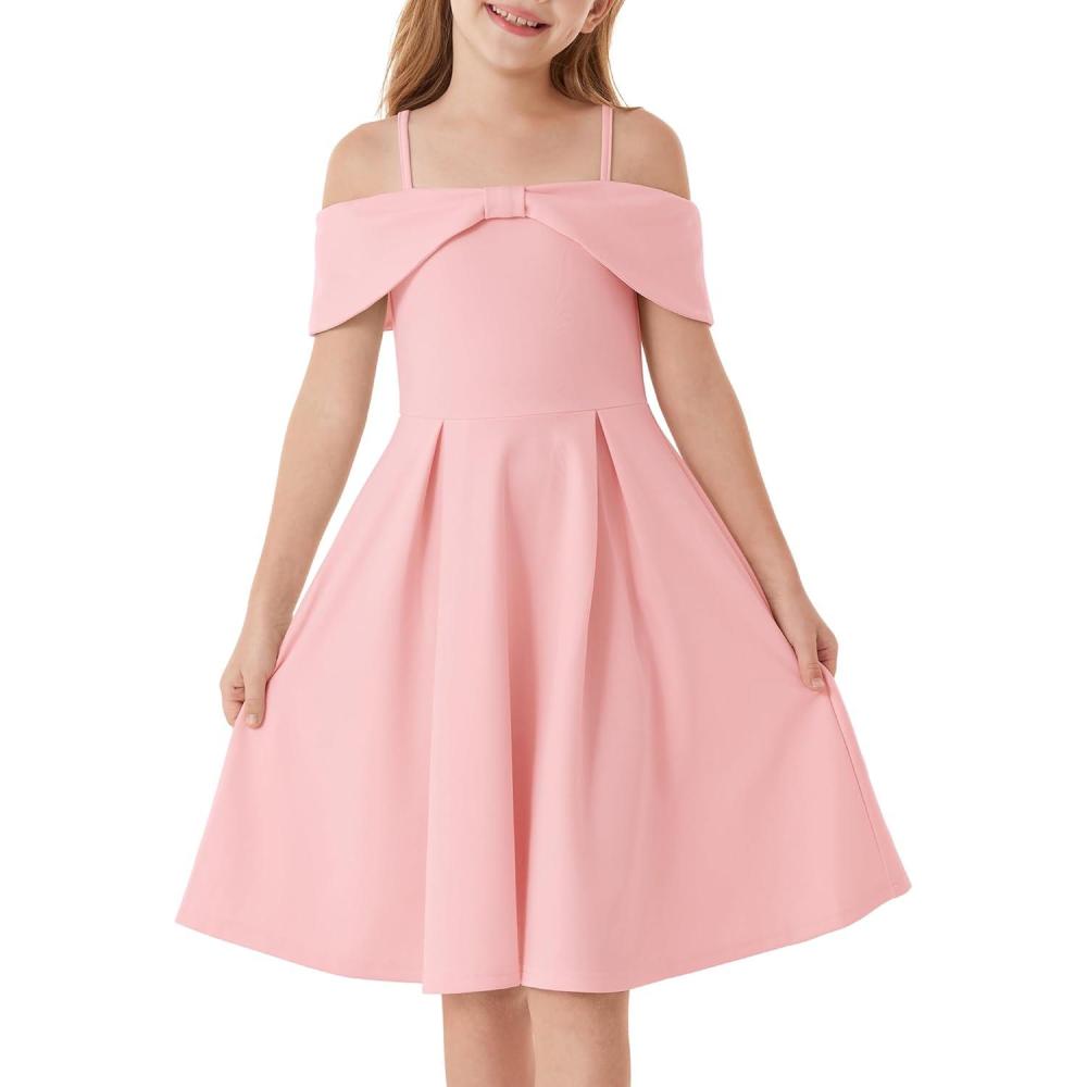 imageGRACE KARIN Girls Elegant Dress Off Shoulder ALine Casual Party Dresses for 614 YearsPink