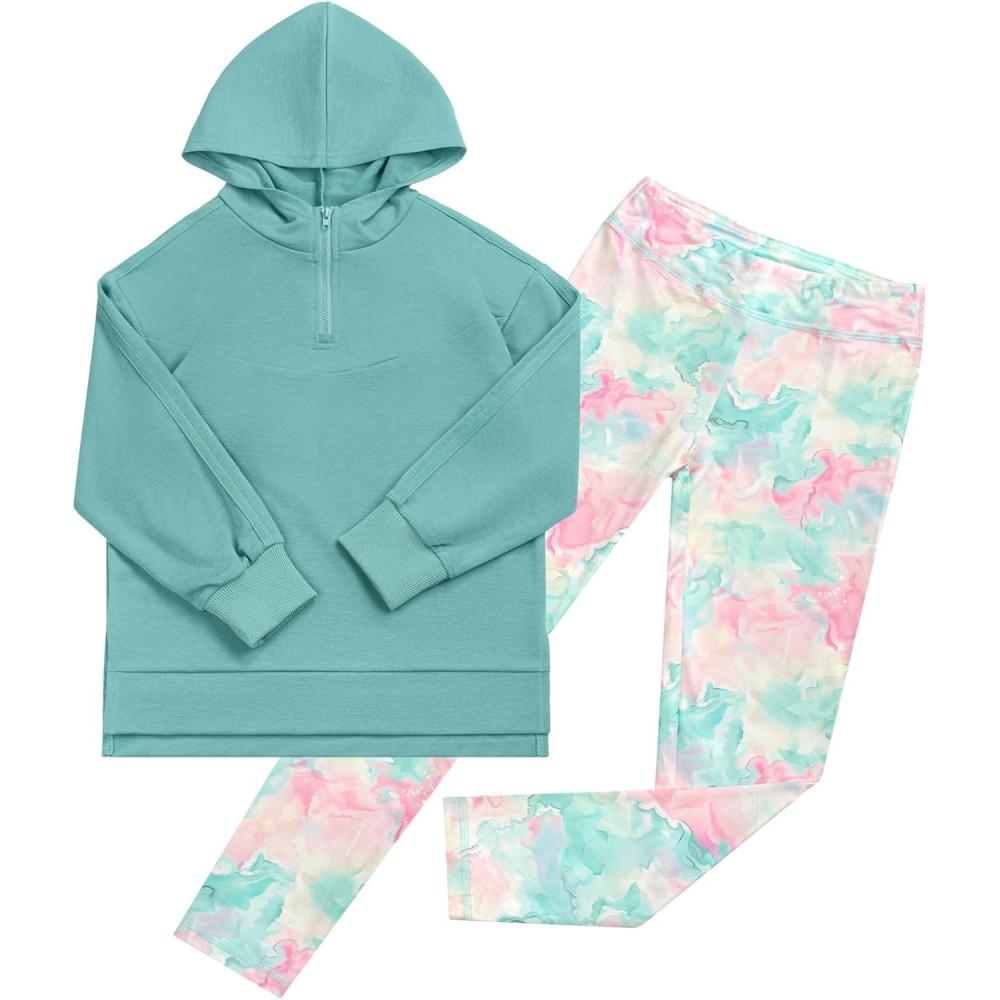 imageGRACE KARIN Girls Hoodie Leggings Set Teen Long Sleeve Fashion Sweatshirts Sweatpant Fall Outfit Winter Clothing 614Green