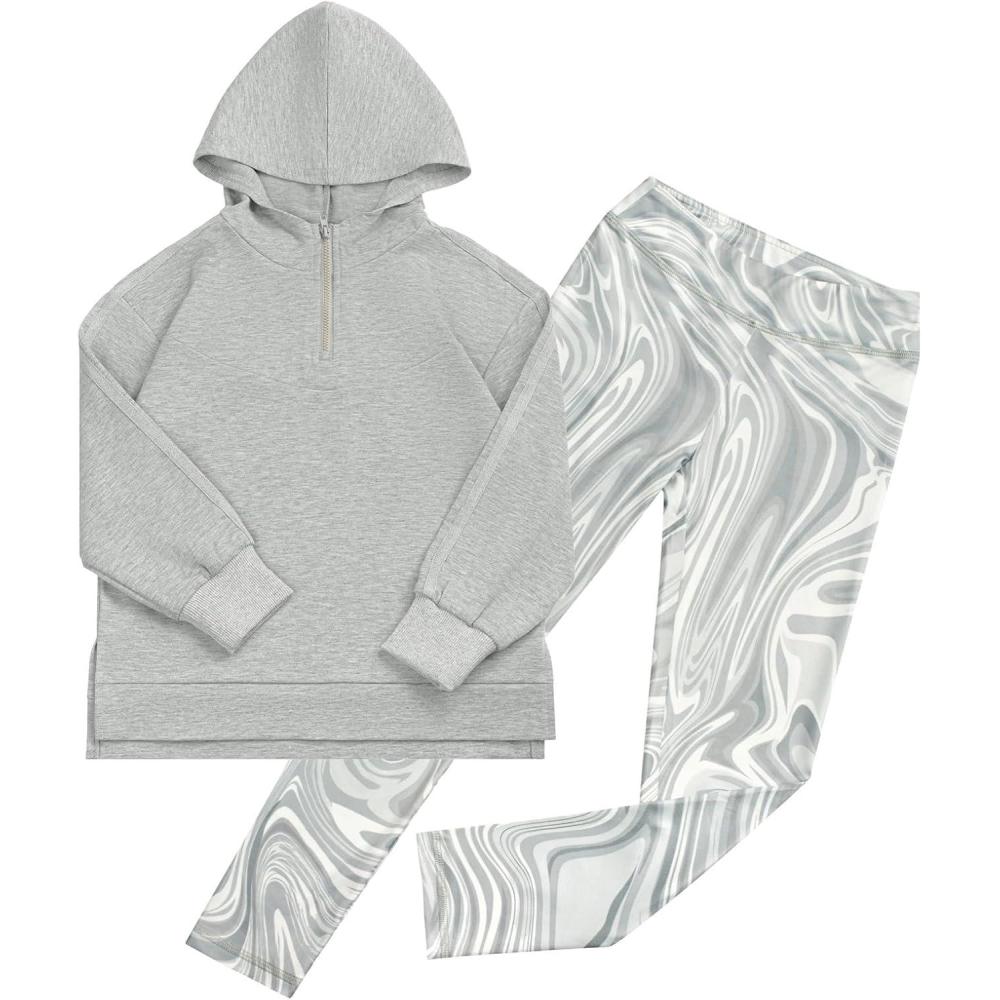 imageGRACE KARIN Girls Hoodie Leggings Set Teen Long Sleeve Fashion Sweatshirts Sweatpant Fall Outfit Winter Clothing 614Grey