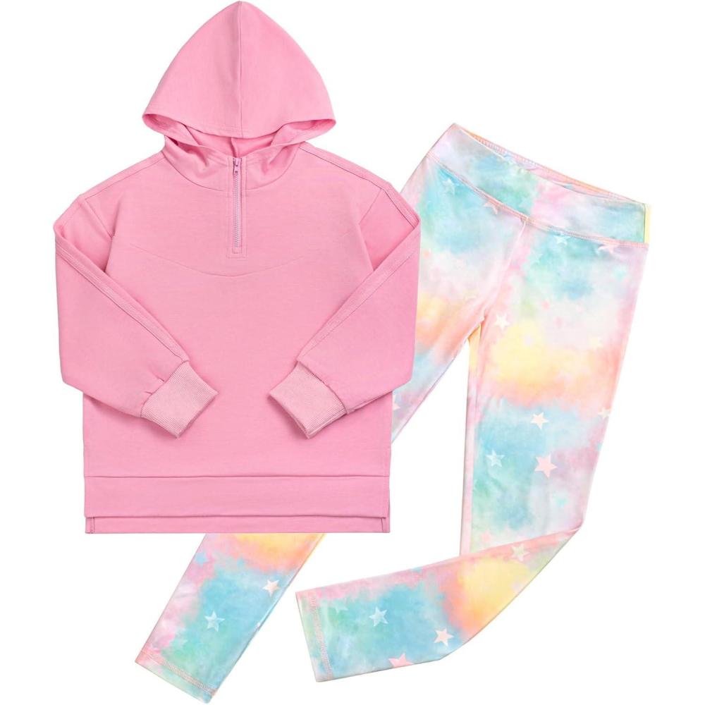 imageGRACE KARIN Girls Hoodie Leggings Set Teen Long Sleeve Fashion Sweatshirts Sweatpant Fall Outfit Winter Clothing 614Pink