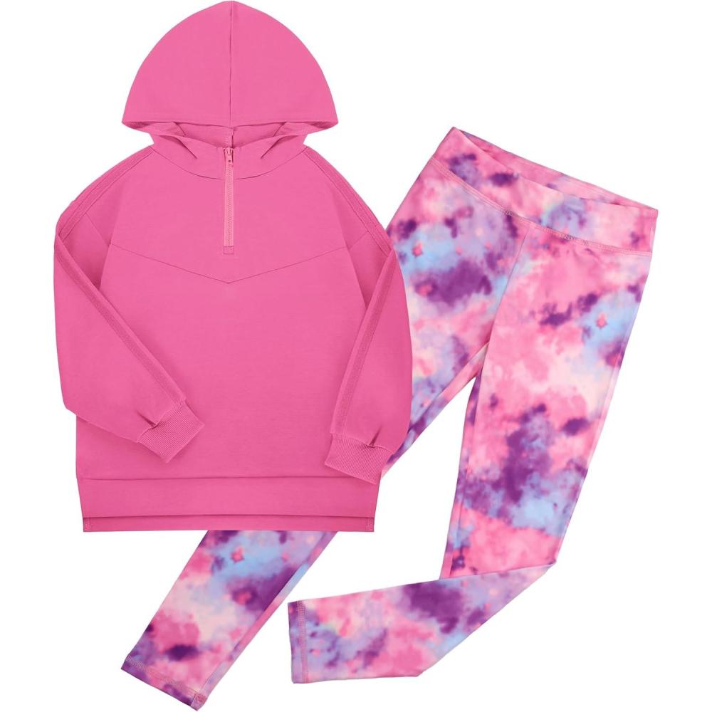 imageGRACE KARIN Girls Hoodie Leggings Set Teen Long Sleeve Fashion Sweatshirts Sweatpant Fall Outfit Winter Clothing 614Rose Pink