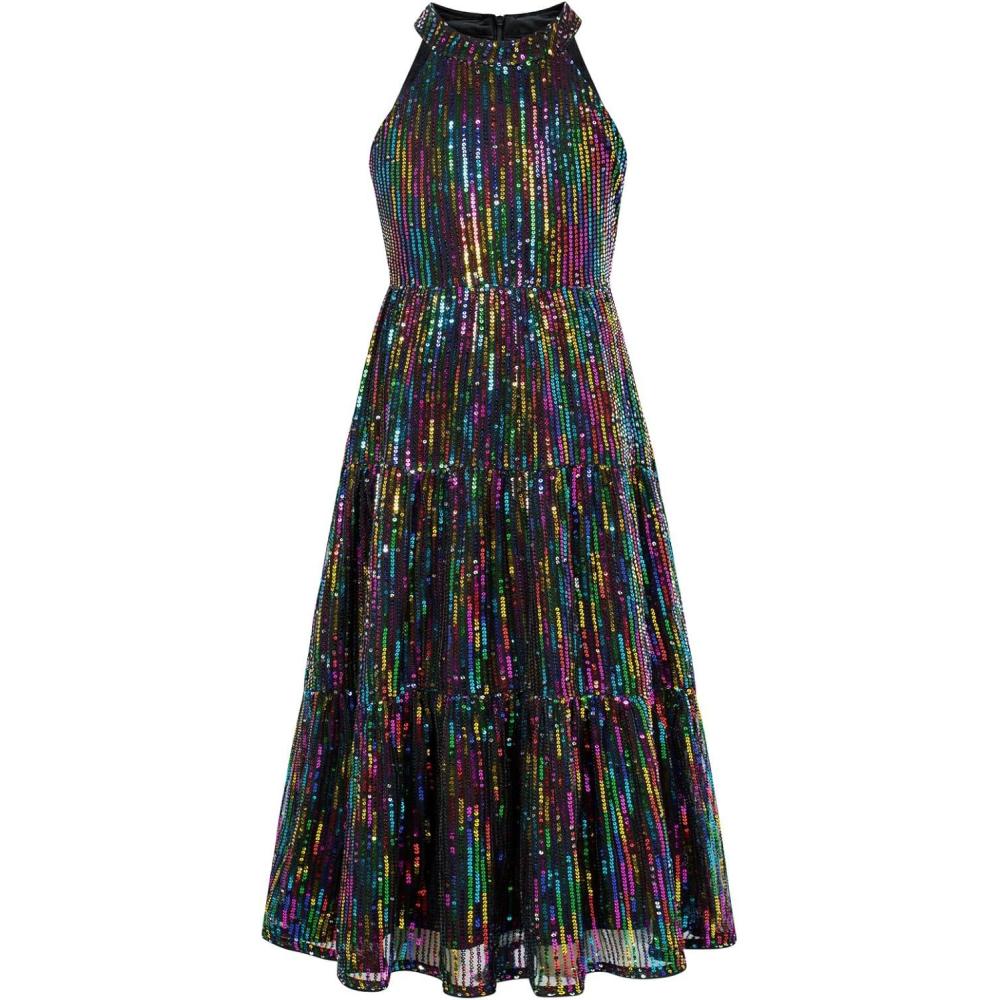 imageGRACE KARIN Girls Sequin Dress Formal Party Elegant Fancy Girls Maxi Long Dress for 514YBlack Multicolor