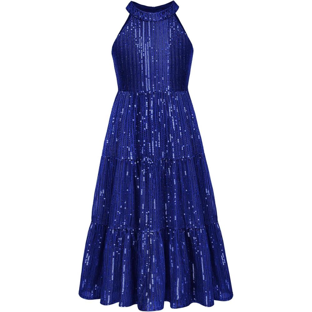 imageGRACE KARIN Girls Sequin Dress Formal Party Elegant Fancy Girls Maxi Long Dress for 514YRoyal Blue