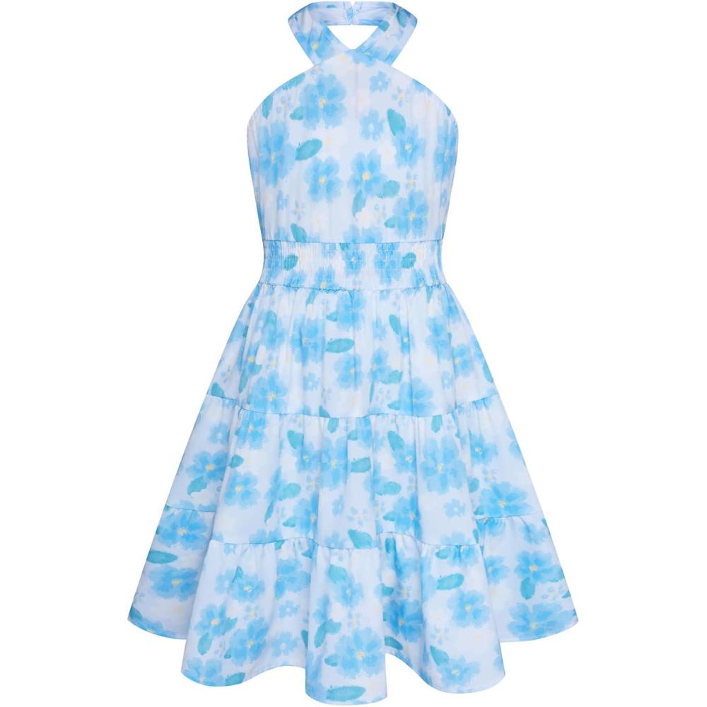 imageGRACE KARIN Girls Summer Dress Off Shoulder Floral Aline Midi Dress 514YBlue Floral