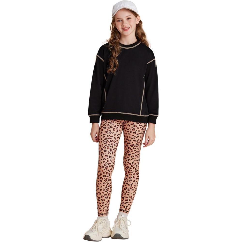 imageGRACE KARIN Girls Sweatshirt Leggings Set 614Y Fall Athletic Outfit Teen Fashion Clothes SetBlack