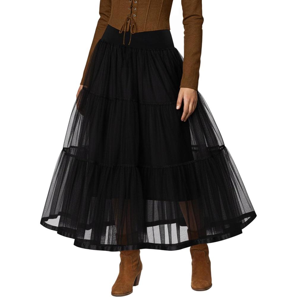 imageGRACE KARIN Womens Ankle Length Petticoats Wedding Slips Plus Size S3XBlackfloorlength