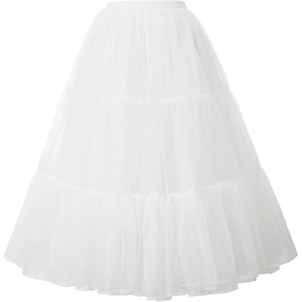 imageGRACE KARIN Womens Long Petticoat Crinoline Underskirt for Long Dress Mid Length Wedding PetticoatIvory