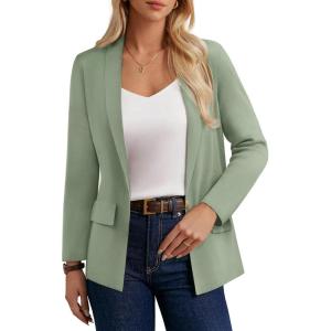 GRACE KARIN Blazers for Women Business Casual, Work Dressy Suit Jacket, Long Sleeve Open Front Spring Cardigan Sweater(Muted Green)