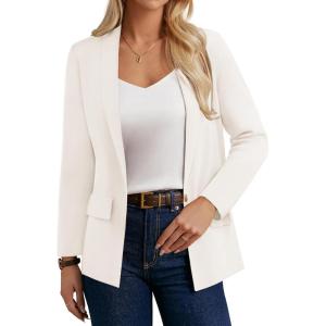 GRACE KARIN Blazers for Women Business Casual, Work Dressy Suit Jacket, Long Sleeve Open Front Spring Cardigan Sweater(Off-white)