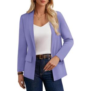GRACE KARIN Blazers for Women Business Casual, Work Dressy Suit Jacket, Long Sleeve Open Front Spring Cardigan Sweater(Purple)
