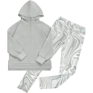 GRACE KARIN Girls Hoodie + Leggings Set Teen Long Sleeve Fashion Sweatshirts Sweatpant Fall Outfit Winter Clothing 6-14(Grey)